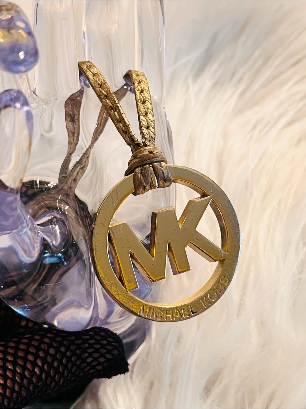 Michael Kors Gold and Brown MK Logo Hanging Charm